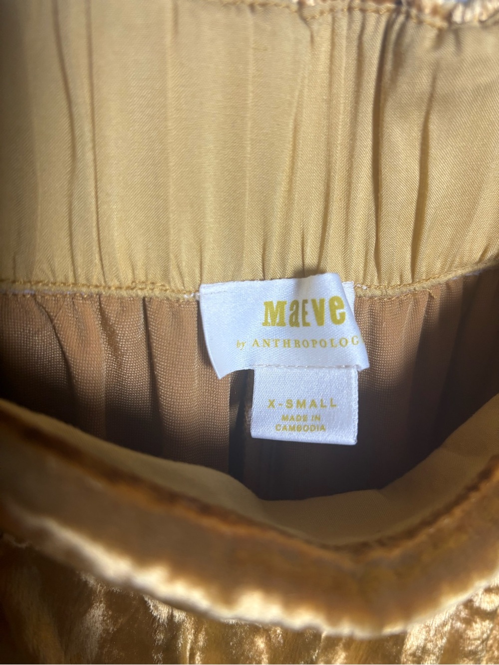 Anthropologie Maeve Gold Crushed Velvet Wide Leg Pants Boho Chic Preppy Festive - Picture 7 of 8